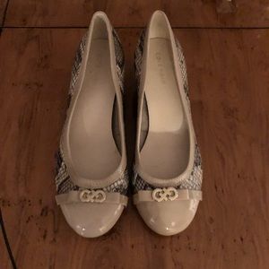 Cole Haan Snake and Cream patent wedge ‘flats’